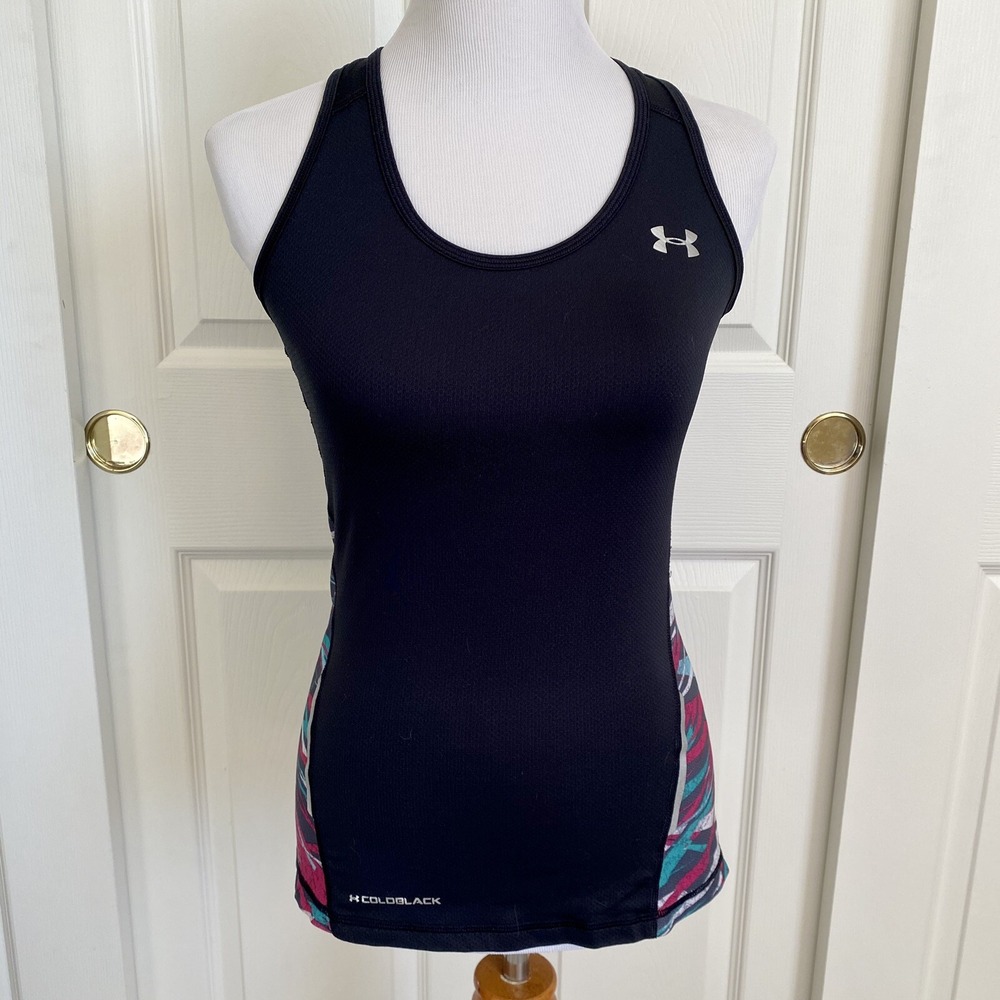 Under Armour ColdBlack HeatGear Racerback Running Tank Geometric Print Sz XS